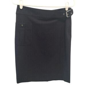 Ralph Lauren Womens Pencil Skirt Sz S XS Black Label Navy Blue Nautical Classic